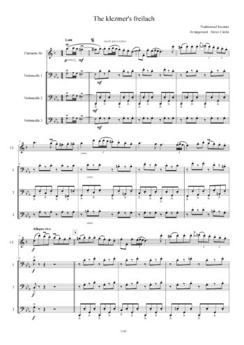 the klezmer's freilach clarinette et 3 violoncelles score page 1 page 0001